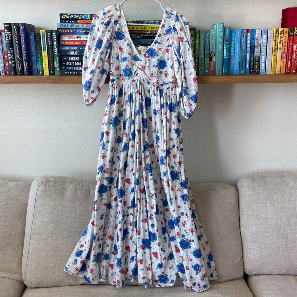 LoveShackFancy Roselyn MIDI/Maxi Dress in Blue Notte